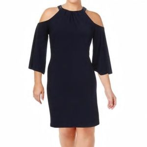 💕 NWT Ralph Lauren Navy Sequin Cold Shoulder Dress 2